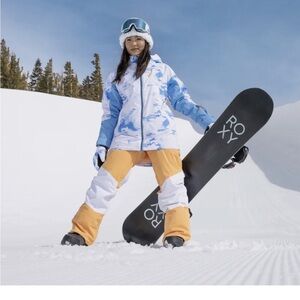 NWT Roxy Chloe Kim Woodrose stretch relaxed ski or snowboard pants.orange.